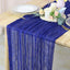 Camino mesa gasa azul 10x36pulg tela lino bohemio
