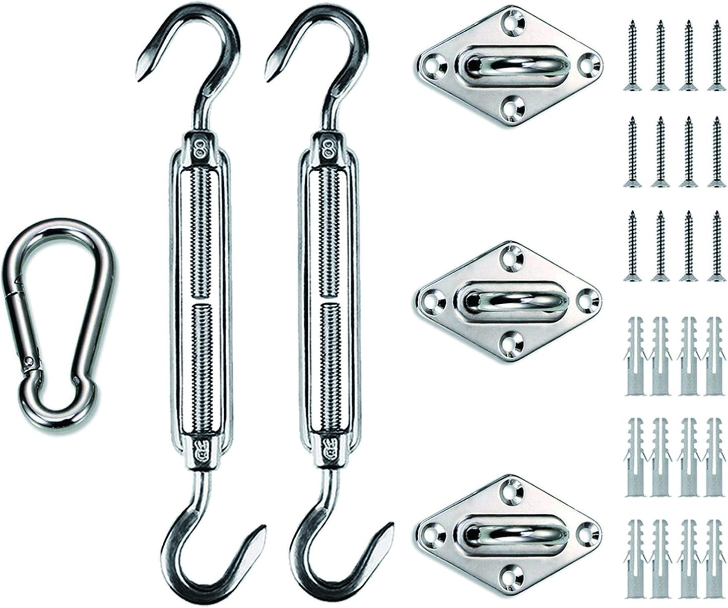 Kit accesorios toldo triangular acero inox 8" terraza jardín