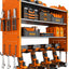 Organiz. herramientas garaje 4 niveles con ganchos naranja