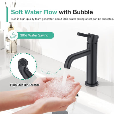 Grifo baño negro una manija acero inox 304 con placa cubierta