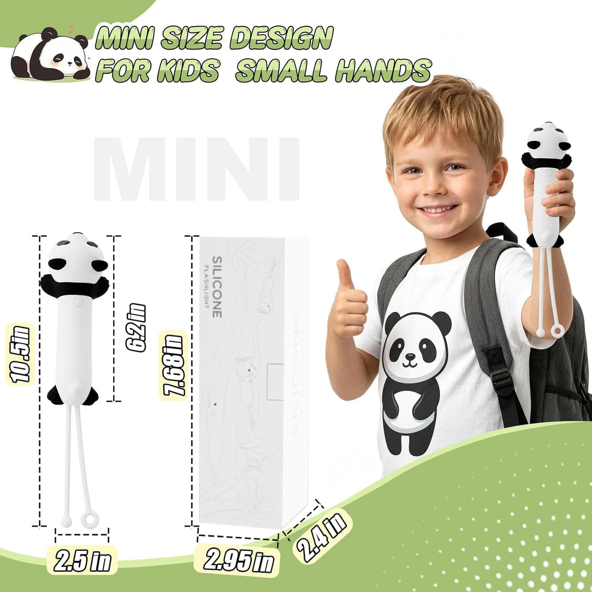 Linterna recargable panda para niños 4-6 años