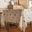 Mantel poliéster lino borlas rectangular bordado flores
