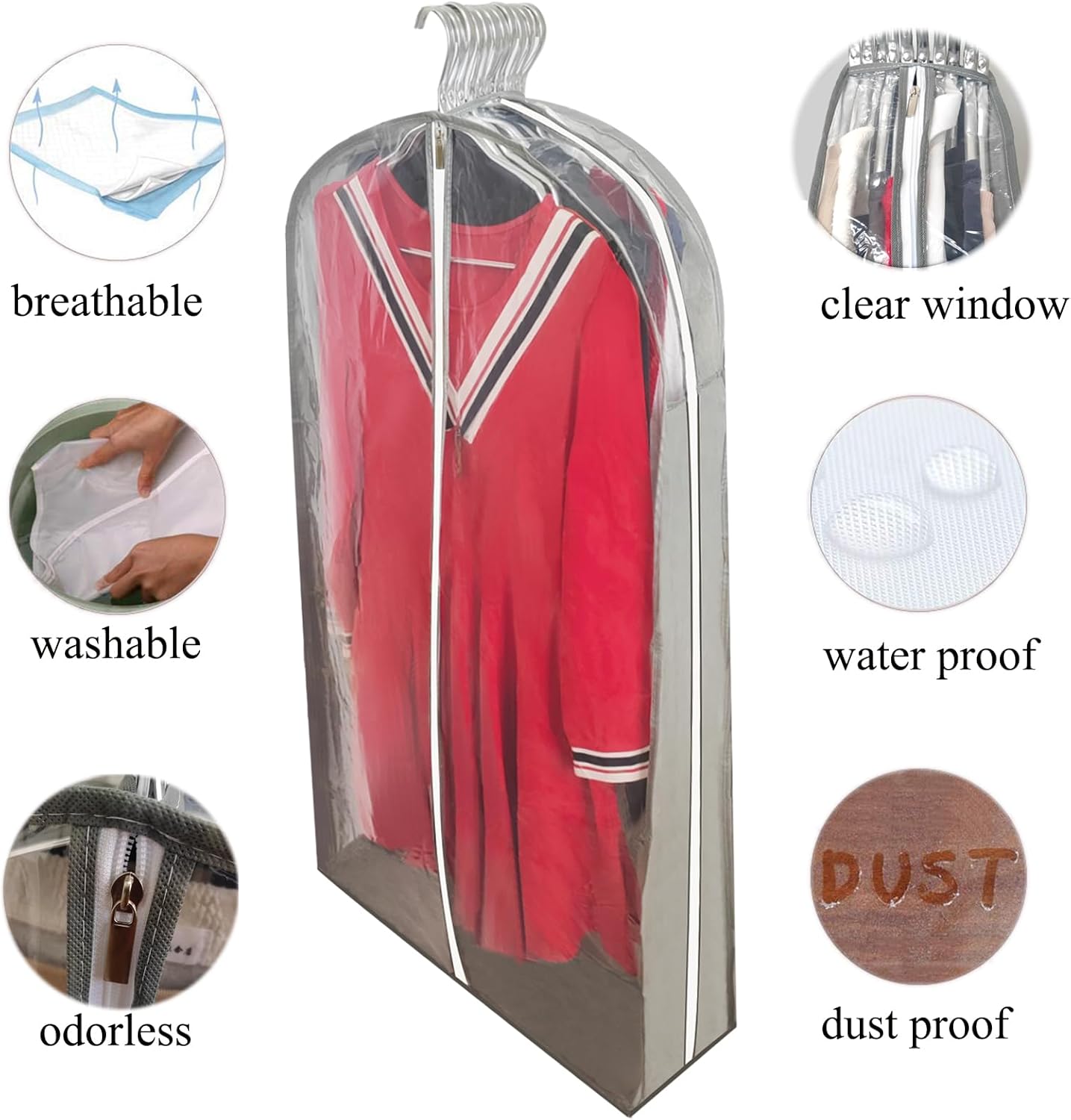 Bolsas vestir vestidos largos 50" transparentes refuerzo