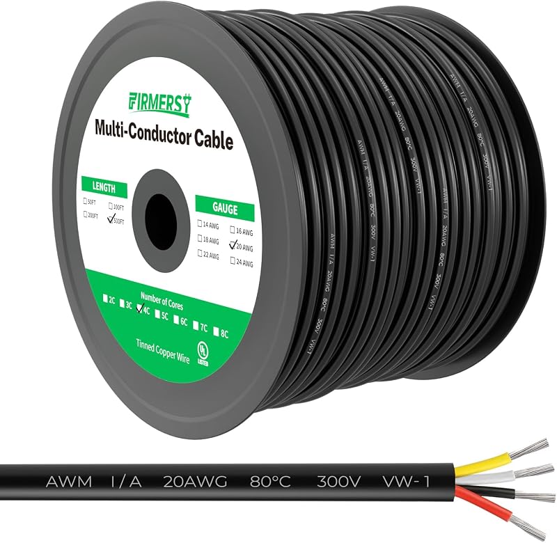 Cable eléctrico aislado calibre 20 500pies 4 conductores