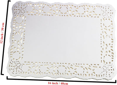 100 Pzas papel encaje blanco 12x16pulg para vajilla boda