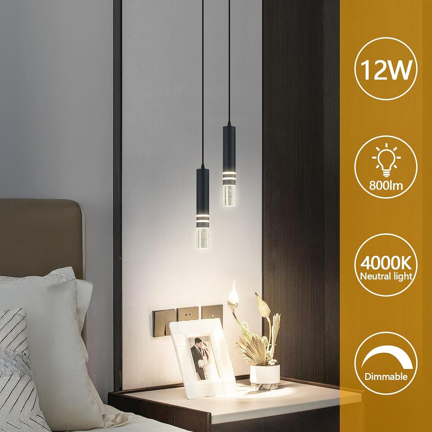Luces colgantes cocina cristal LED 12W sala dormitorio