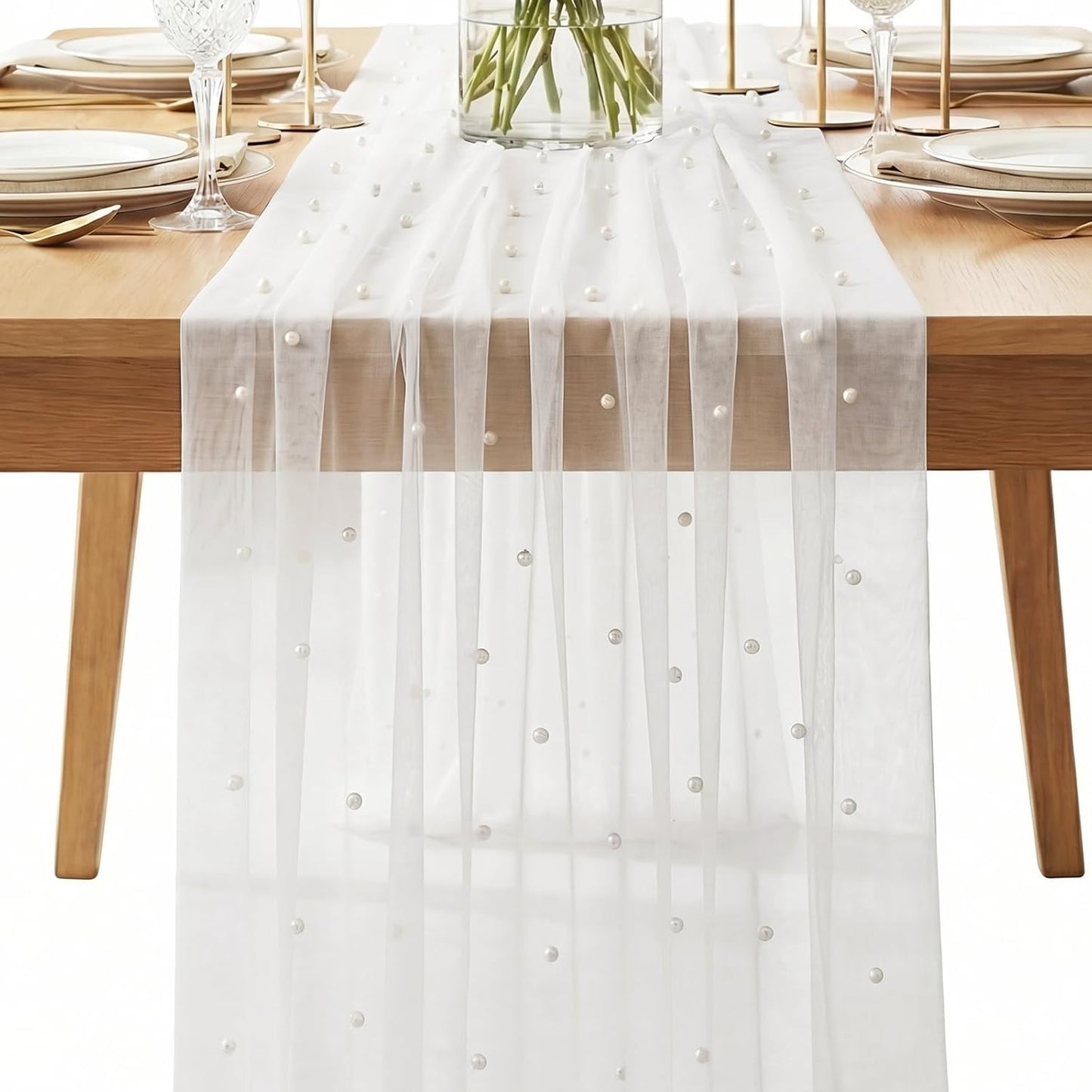 2 Pzas Funda Mesa Encaje Blanco 30x120pulg Para Boda Fiesta