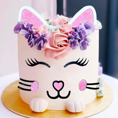 Decoración gato pestañas orejas fiesta cumpleaños