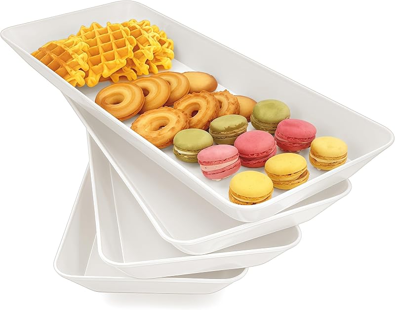 Bandeja plástico blanco 4 Pzas para comida frutas aperitivos