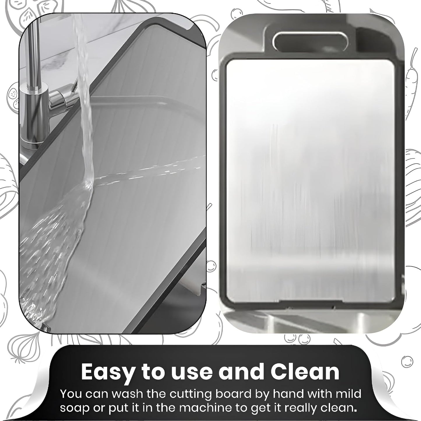 Tabla cortar acero inox doble cara gris