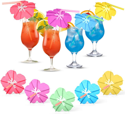 Pajitas con paraguas coloridas para fiesta Tiki Luau 100uds