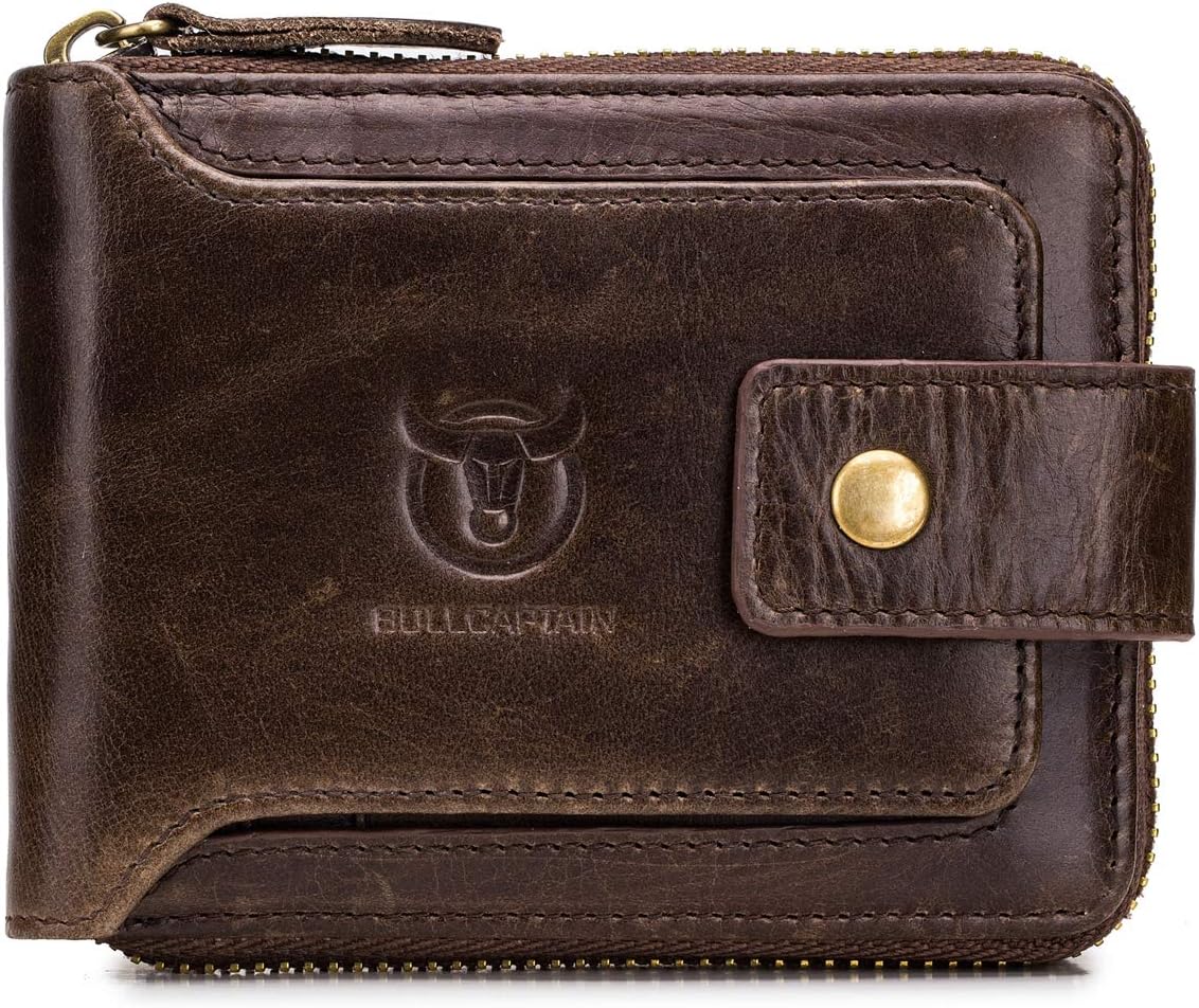Cartera RFID cuero para hombre con ventana y bolsillo