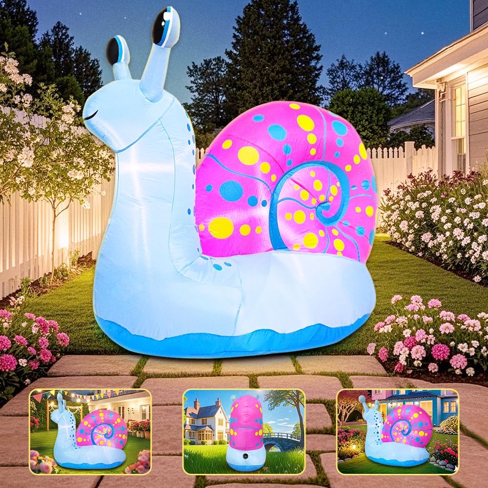 Decoración inflable caracol con luces LED para patio jardín
