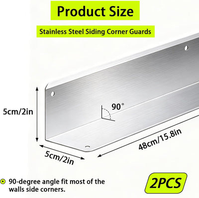 Protectores esquina pared acero inox 2x2x15.8pulg set 2