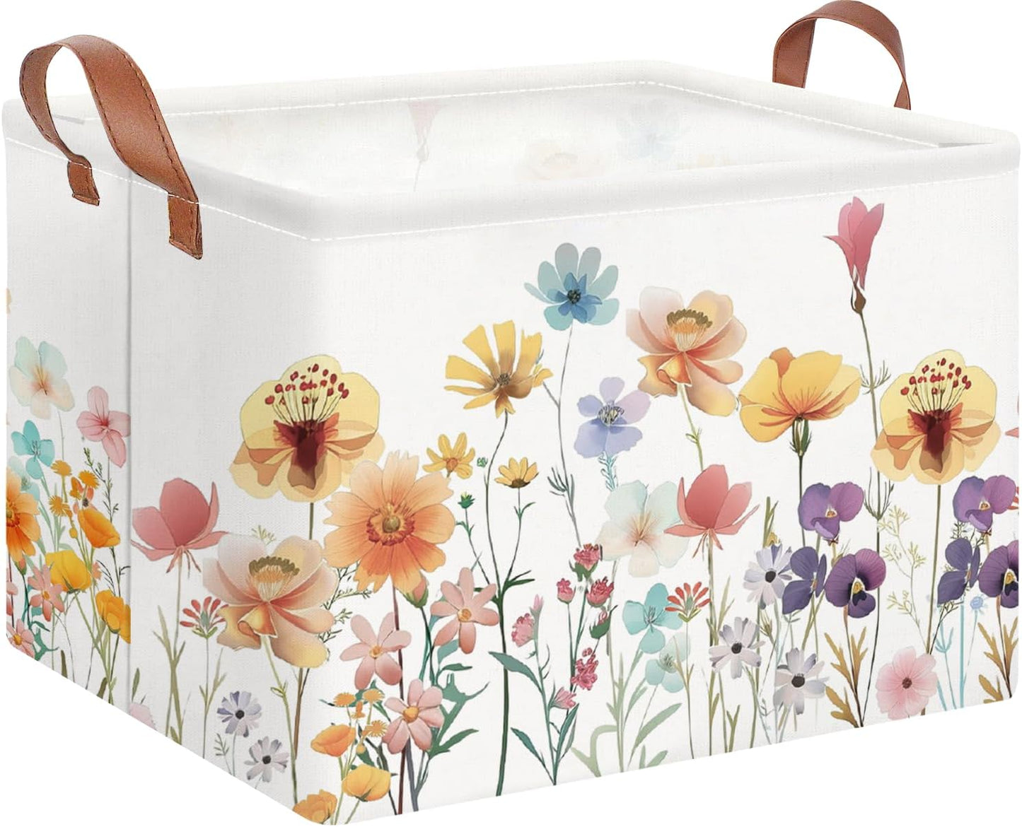 Cesta almacenamiento rectangular con asas para juguetes bebé
