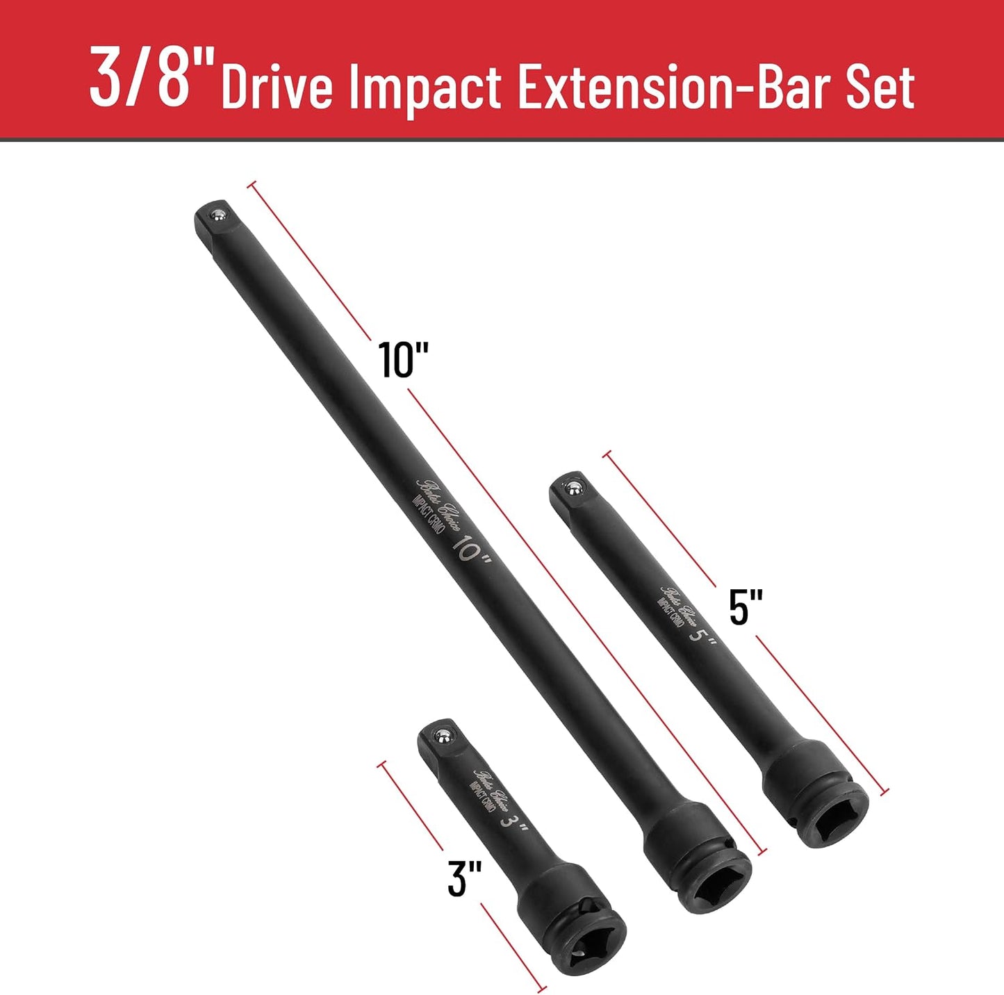 Juego 3 barras extensión impacto 3/8 acero 42crmo