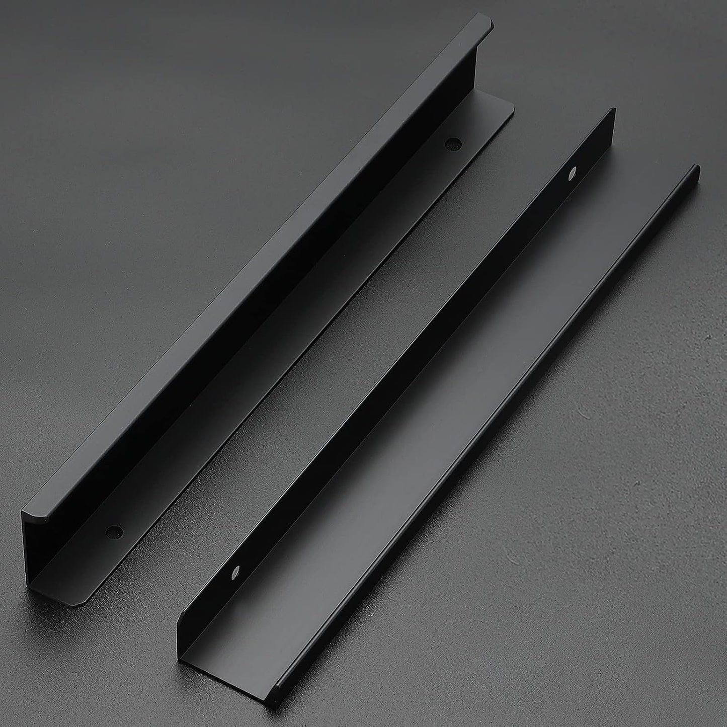 6 Tiradores dedo gabinete 250mm negro mate