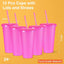 12 Vases Reutiliz. con Purpurina 24oz Rosa