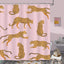 Cortina ducha leopardo rosa 72x72pulg poliéster 12 ganchos