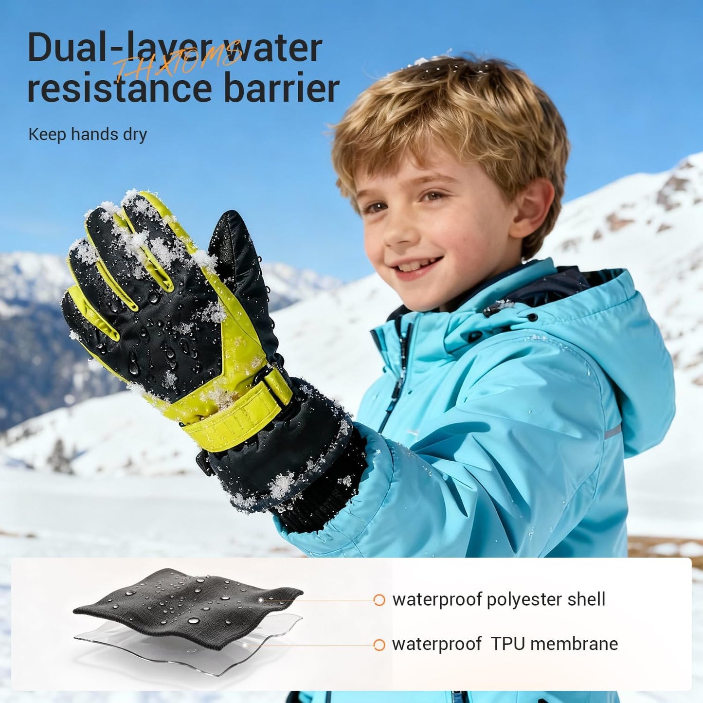 Guantes invierno niños impermeables para nieve 4-14 años