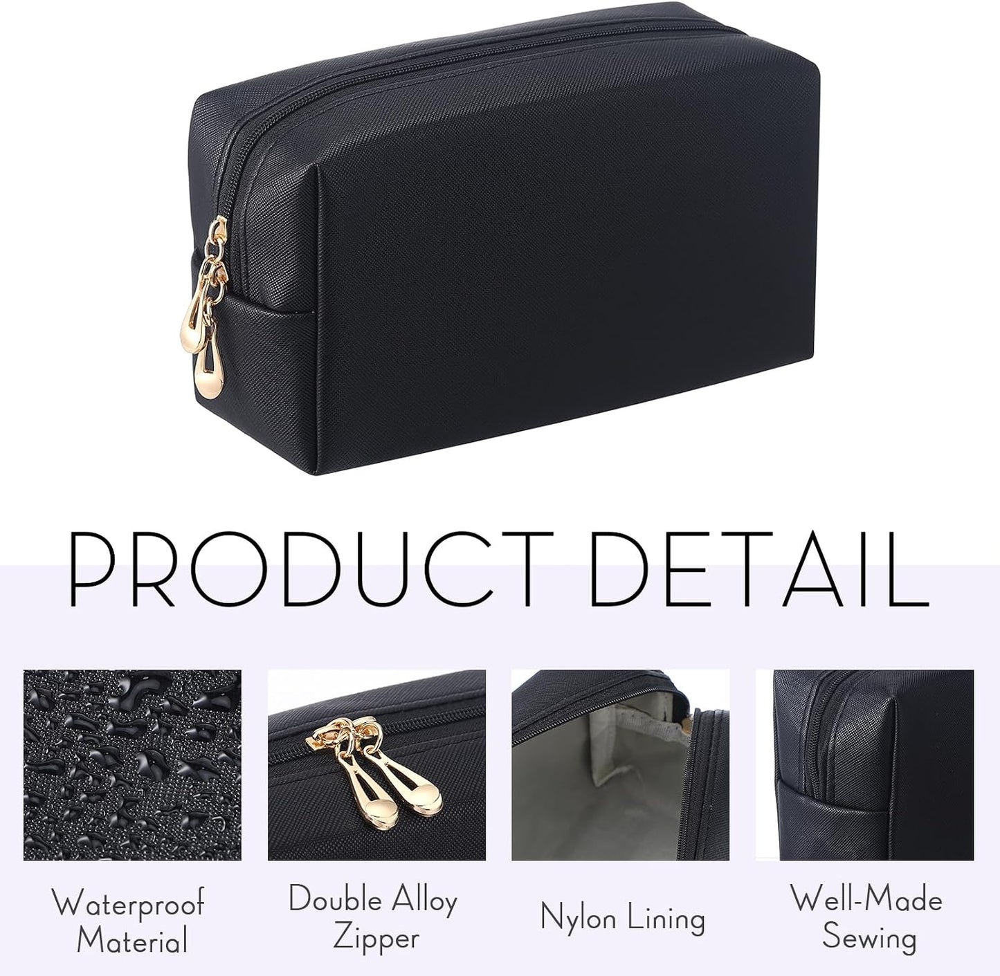 15 Pzas Bolsas Maquillaje Cuero PU Impermeables para Mujer
