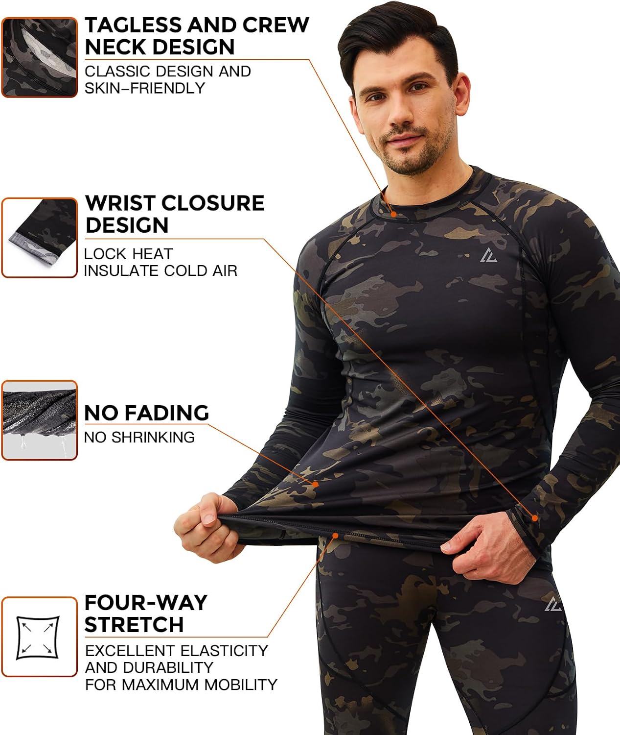 Conjunto ropa interior térmica hombre caza deportiva