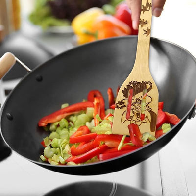 Set utensilios cocina bambú delantal guantes regalo