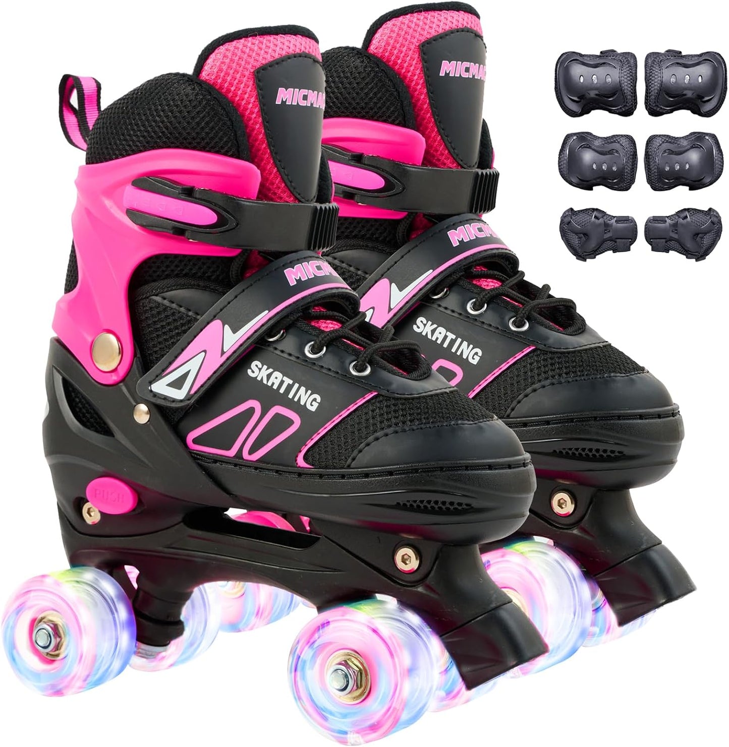 Patines para niños con 8 ruedas iluminadas y 6 almohadillas