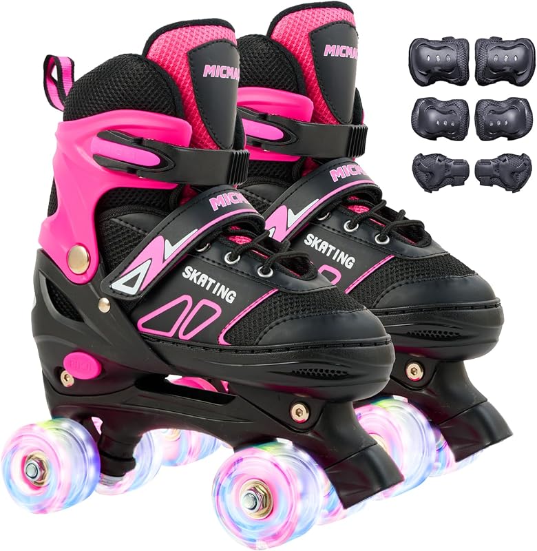 Patines para niños con 8 ruedas iluminadas y 6 almohadillas