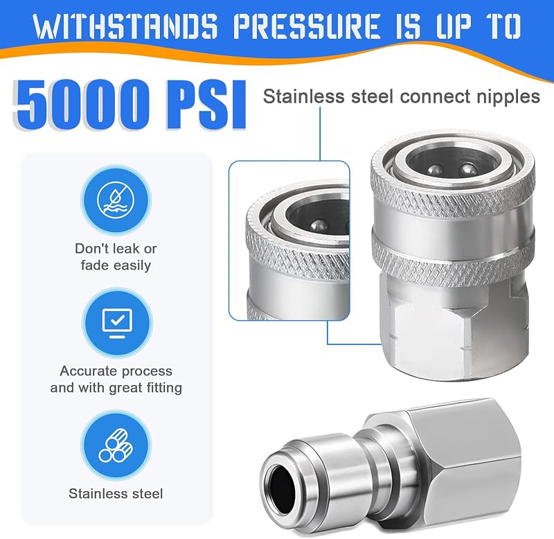 Acopladores presión 3/8pulg acero inox 5000psi pack 4