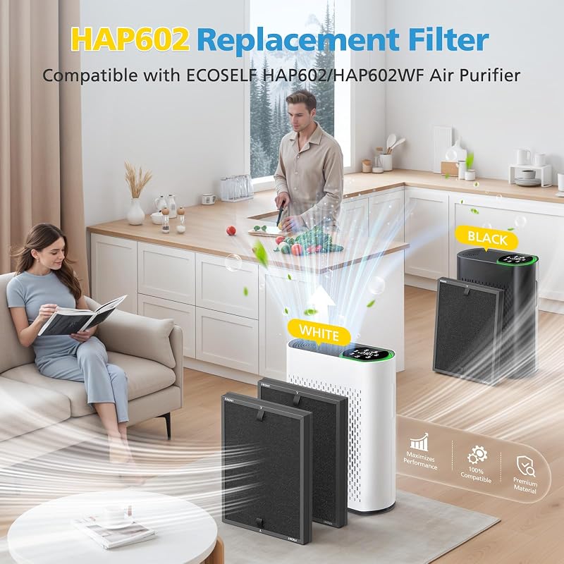 4 Filtros Repuesto HAP602 Purificador ECOSELF
