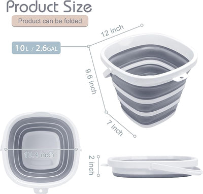 Cubo plegable 10L para limpieza hogar coche acampada gris