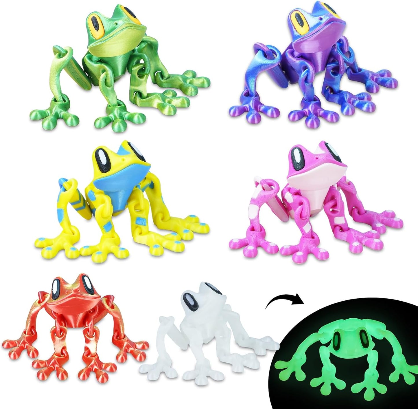 6 Ranas Magnéticas 3D Articuladas Decoración Nevera