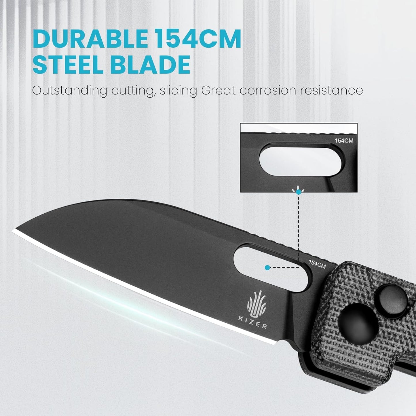 Cuchillo plegable EDC hoja 2.3" acero 154CM mango Micarta