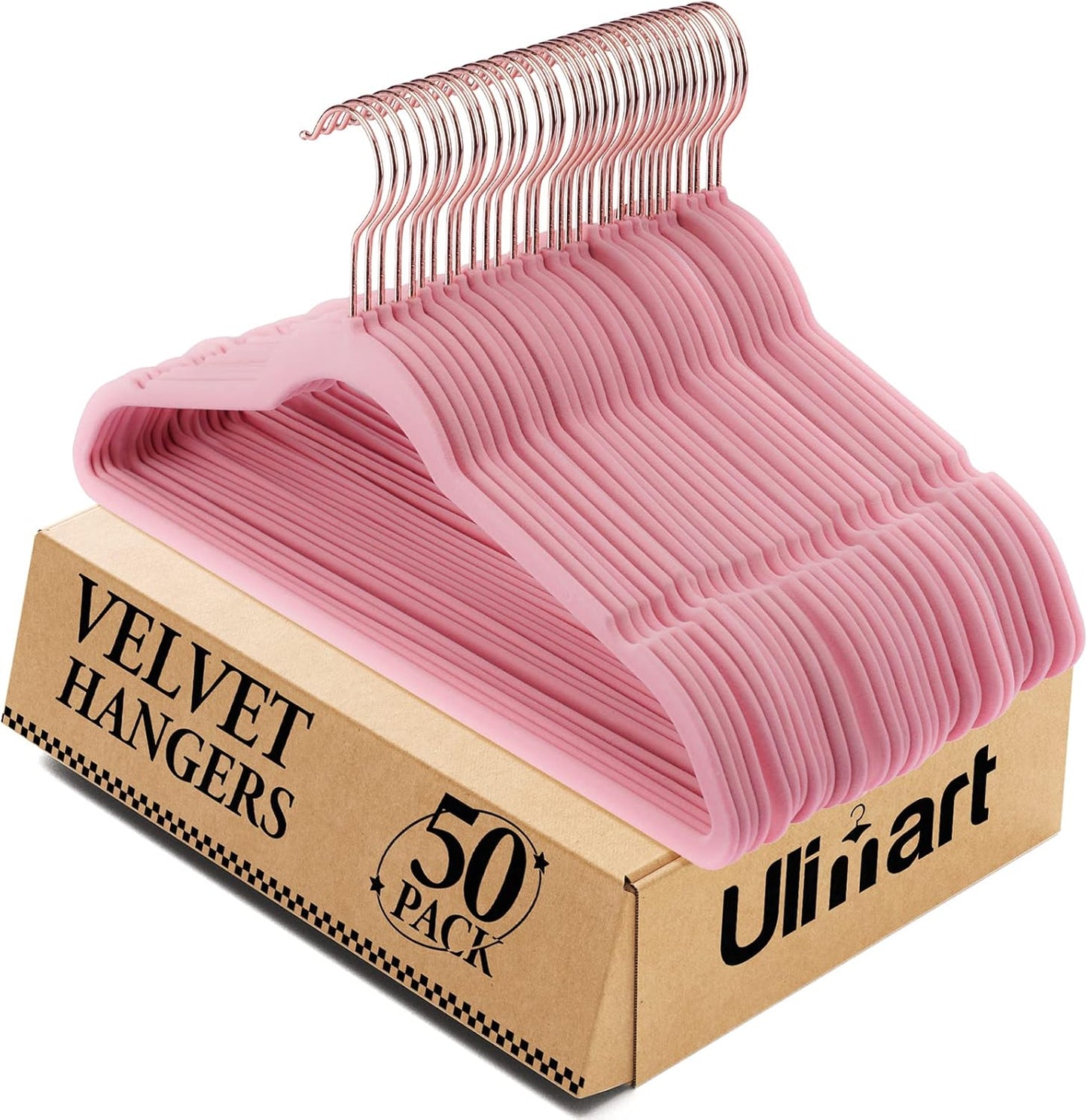 Perchas antideslizantes terciopelo rosa pack 50 duradero