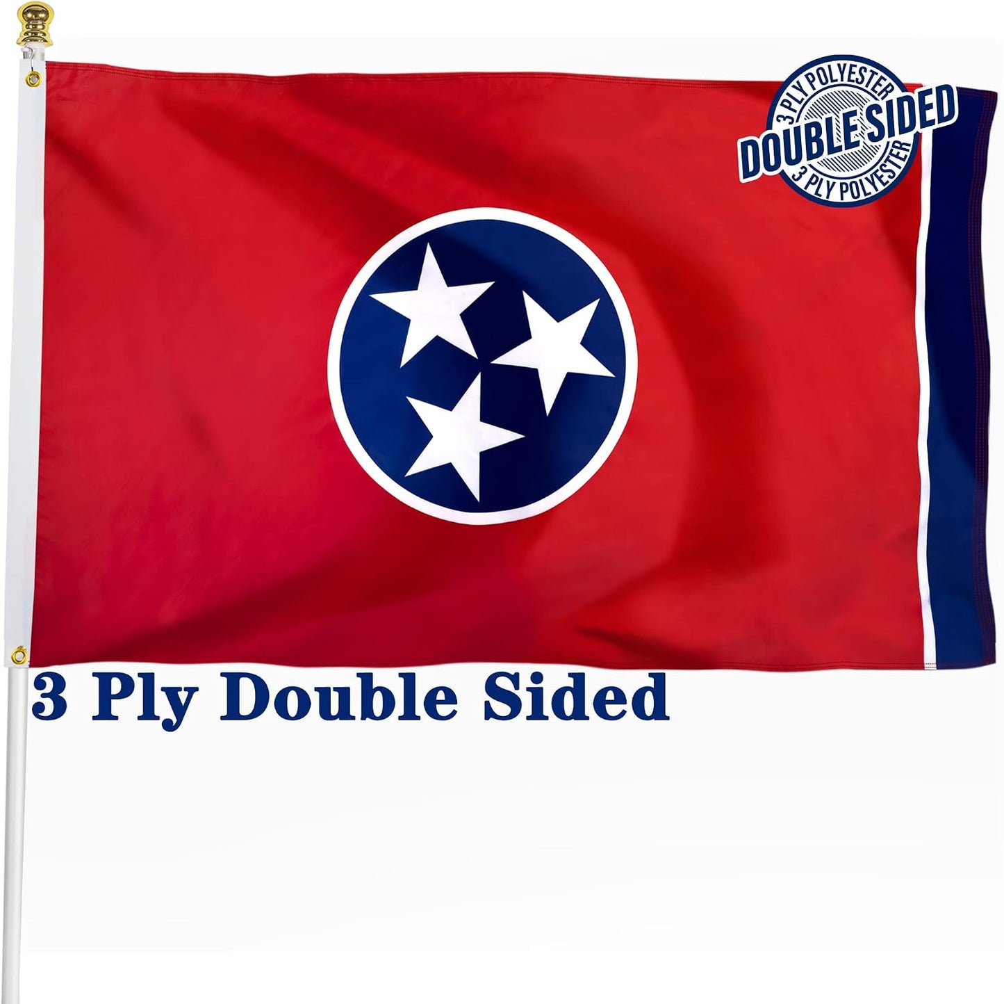 Bandera TN 3x5ft poliéster 3 capas doble cara