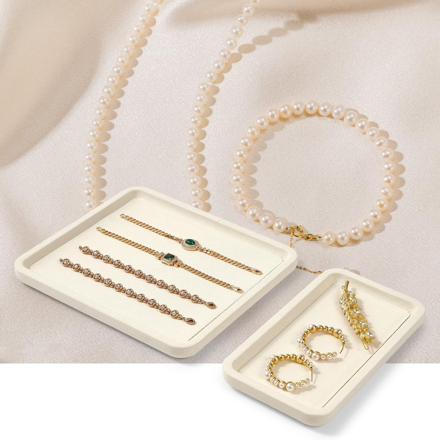 Bandeja microfibra para joyas anillos aretes collares