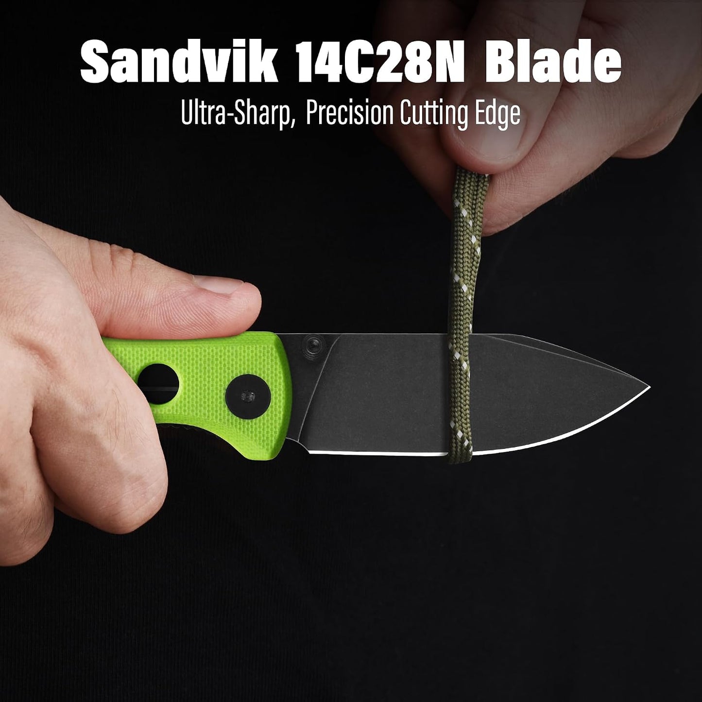 Cuchillo plegable bolsillo hoja 7.21cm Sandvik G10 neón