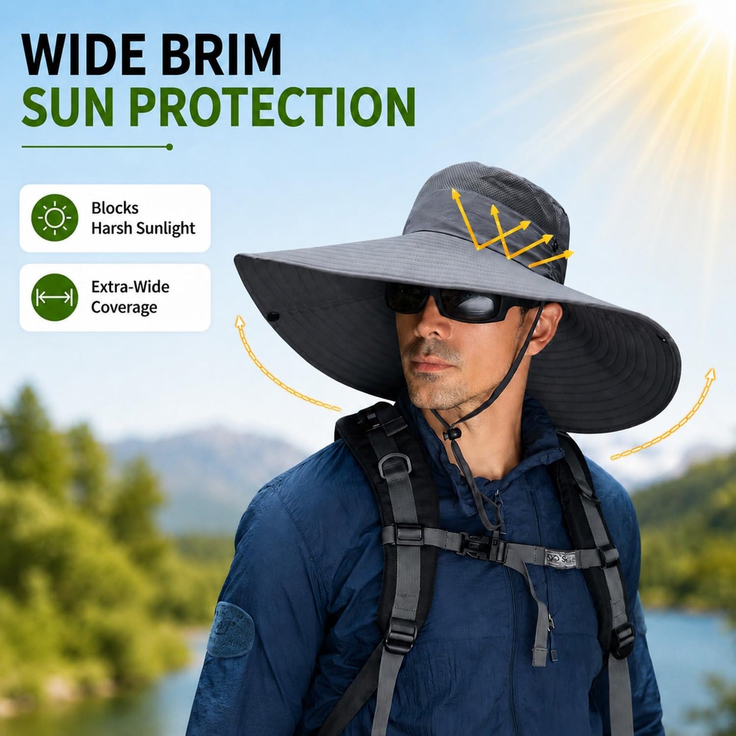 Sombrero ala ancha 6" protección solar unisex