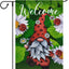 Bandera jardín 12x18pulg doble cara gnomo margaritas