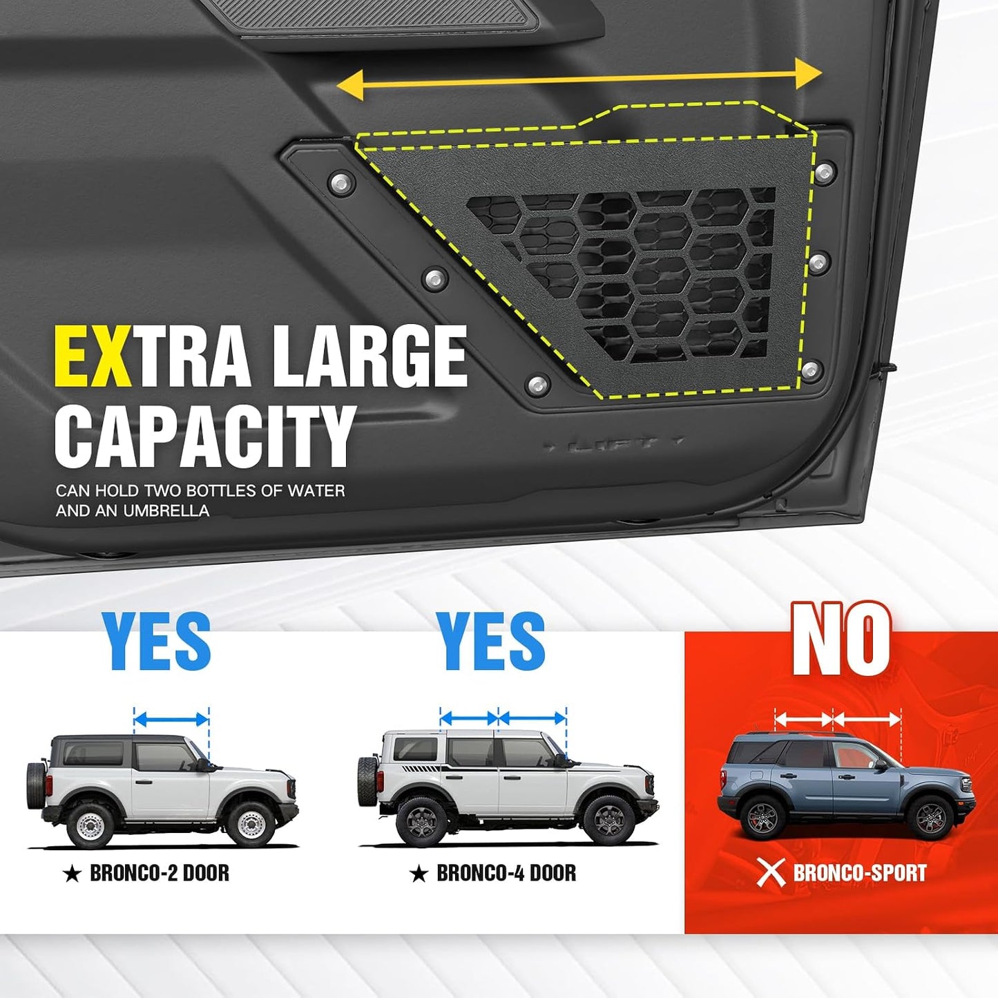 Caja bolsillos puerta Ford Bronco organiz. lateral 2uds