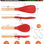 Cuchara silicona mate antiadherente con mango madera rojo
