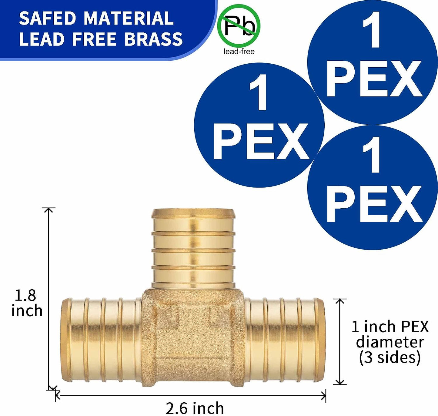Pack 10 accesorios tubería latón crimpado T adaptador PEX 1pulg