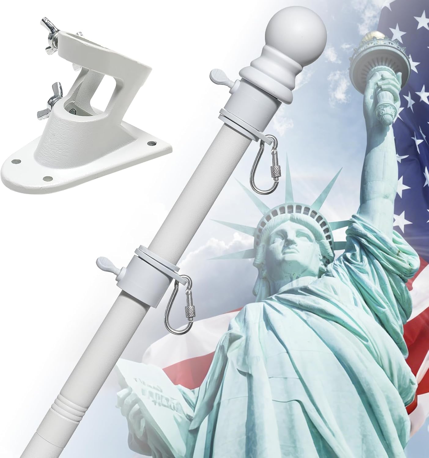 Mástil bandera exterior acero inox 5ft sin enredos