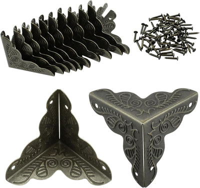 12 Protectores Esquina Metal Bronce Antiguo 1x1pulg