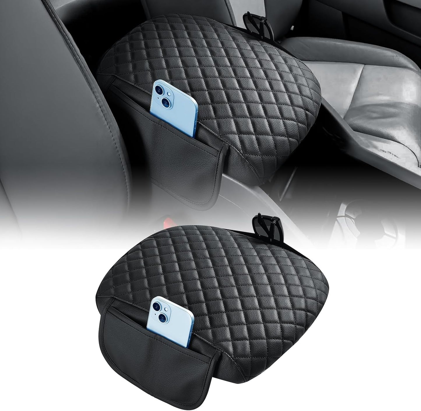 Funda consola central Pilot 2009-15 cuero negro 2 bolsillos