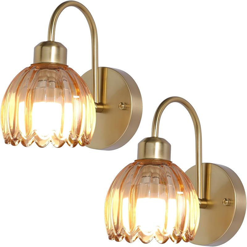 2 Apliques Pared LED 15 Colores Dorado Recargable