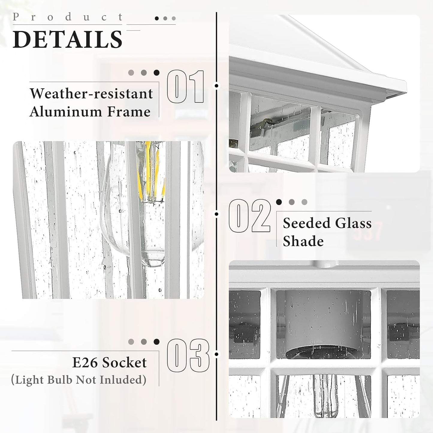 Apliques pared exterior impermeables blancos con vidrio