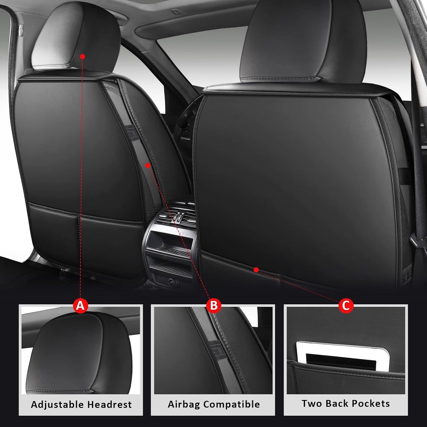Fundas asiento delantero auto 2 Pzas cuero sintético