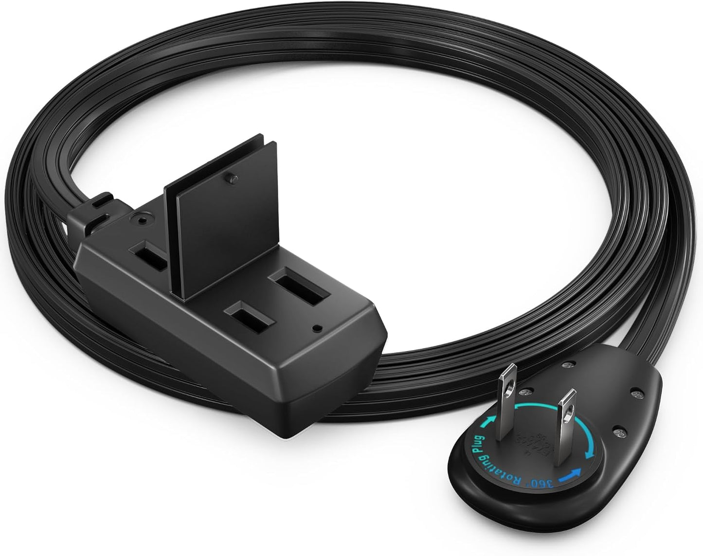Cable extensión 4ft enchufe giratorio 360° 2 clavijas negro